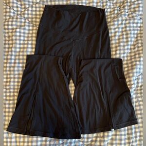 Aerie Black Flare Leggings with Front Slit